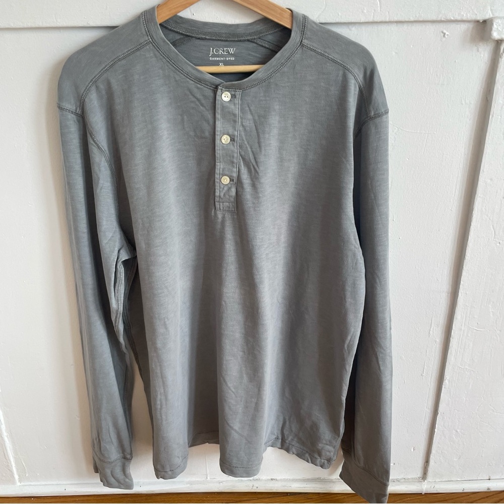 J. Crew Men's Long Sleeve Gray Henley